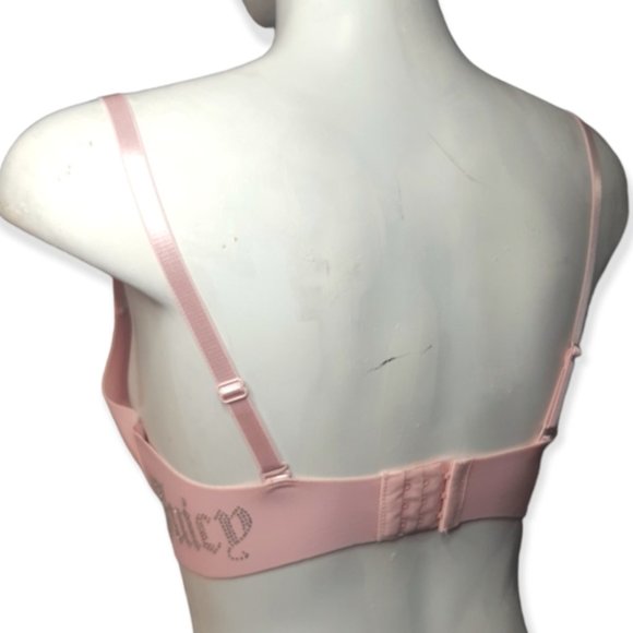 Juicy Couture light pink crystal studded logo adjustable push up bra 34C - Picture 6 of 10